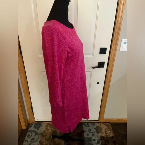 Lands’ End Cerise pink celestial geo tunic swim cover up dress. Size small - Picture 2 of 16